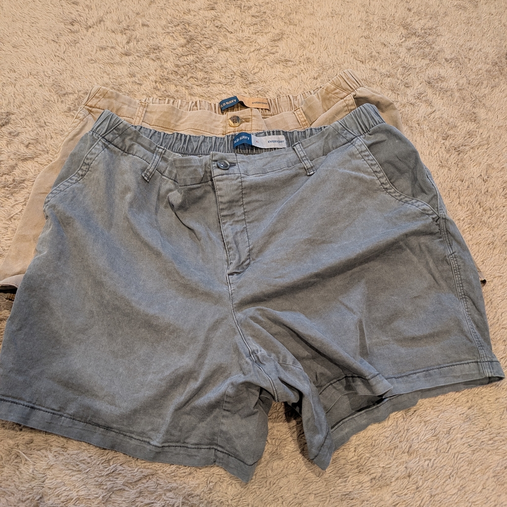 Old Navy Gray and Tan Flat Front Shorts